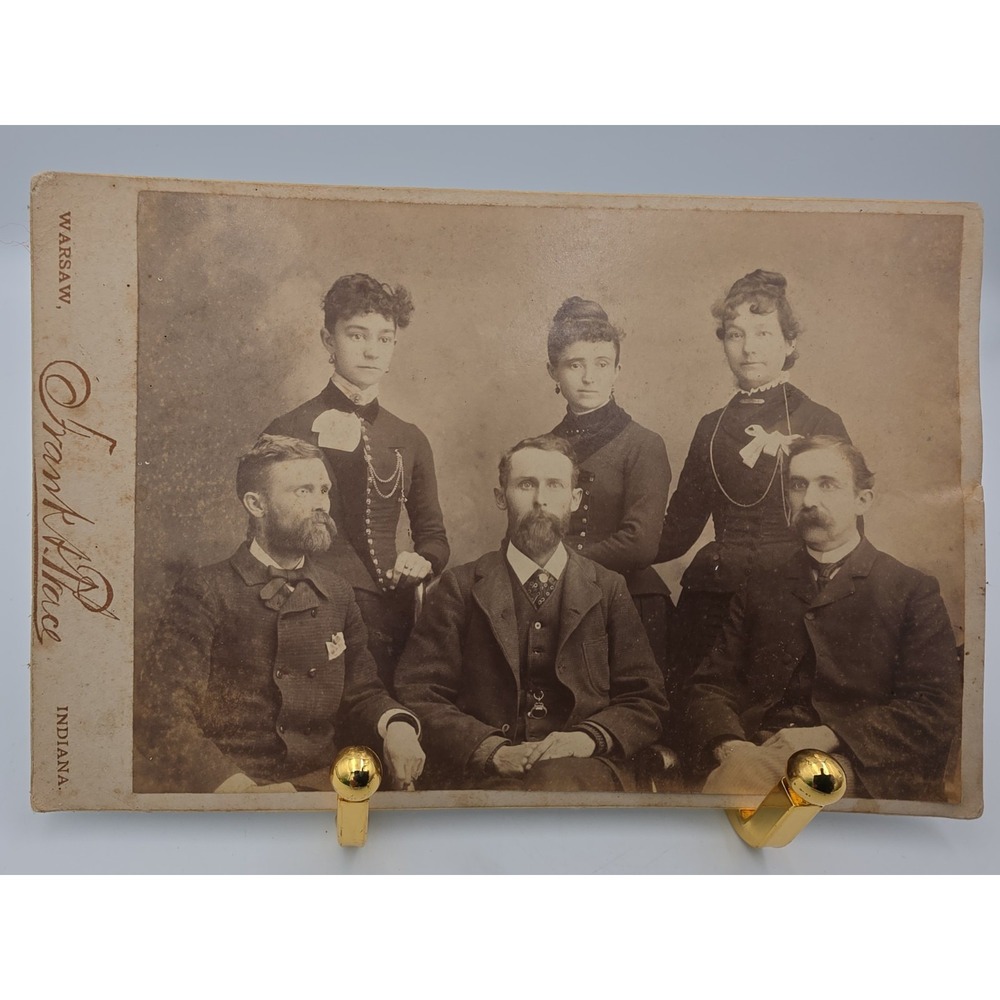 Frank A Prace Studio Cabinet Card WARSAW Indiana Old Couples Photo Black & White
